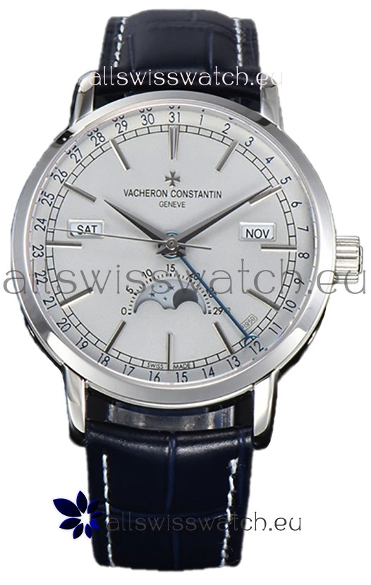 Vacheron Constantin Traditionelle Complete Calendar White Gold Plating White Dial Swiss Replica