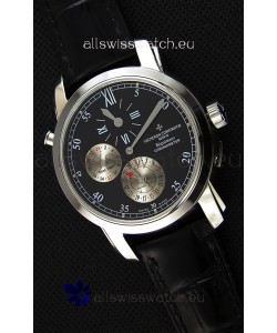 Vacheron Constantin Malte Dual Time Regulator Black Dial Replica Watch 