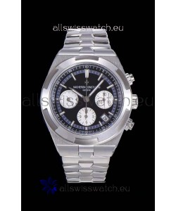 Vacheron Constantin Overseas Chronograph Black Dial Swiss Replica Watch - Stainless Steel Strap