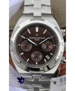 Vacheron Constantin Overseas Chronograph Brown Dial Swiss Replica Watch - Stainless Steel Strap