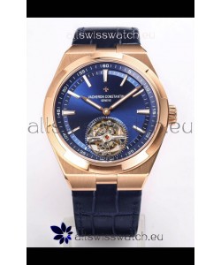 Vacheron Constantin Overseas Tourbillon Rose Gold in Blue Dial Leather Strap 1:1 Mirror Replica