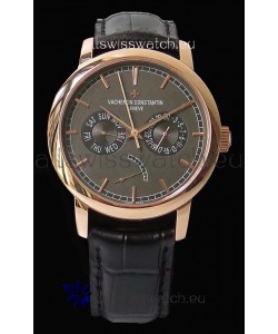 Vacheron Constantin Traditionnelle Day Date Pink Gold Swiss Replica Watch 
