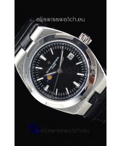 Vacheron Constantin Overseas MoonPhase Stainless Steel Swiss Watch in Black Dial